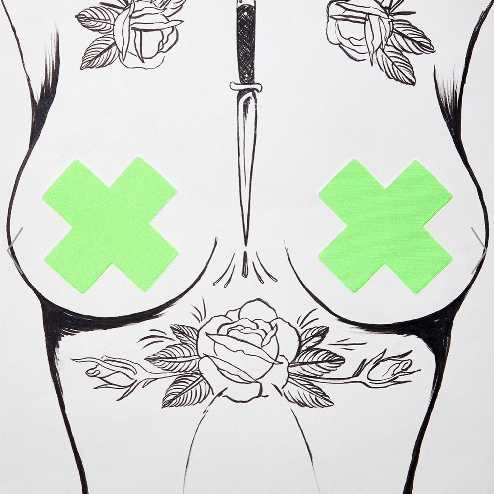 Neon green cross pasties